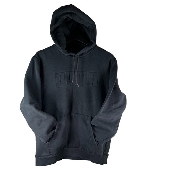 Puma Men's Black Hooded Sweatshirt Size Medium pull Over Activewear Gym Workout - Picture 1 of 12